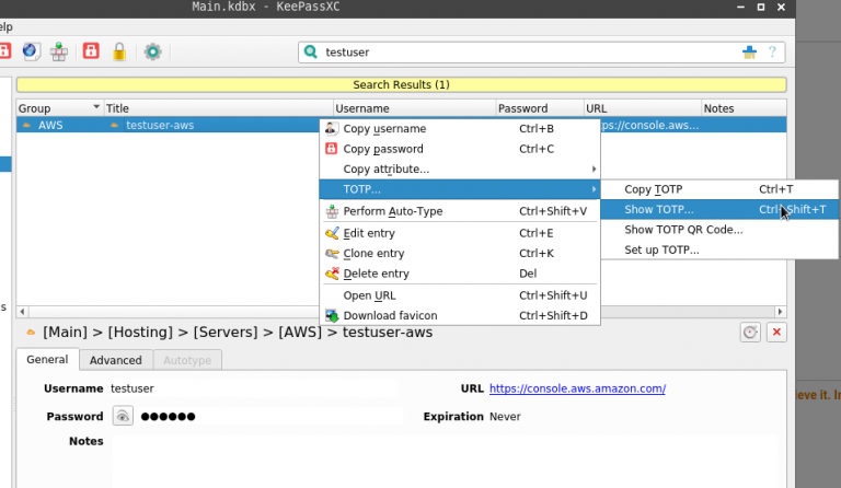 keepassxc totp secrets