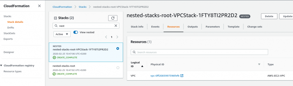 AWS: CloudFormation – Nested Stacks and stacks parameters Import/Export
