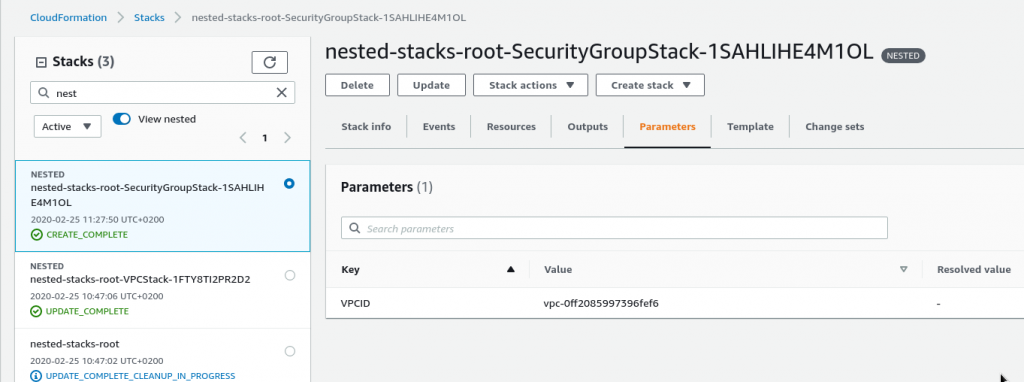AWS: CloudFormation – Nested Stacks and stacks parameters Import/Export